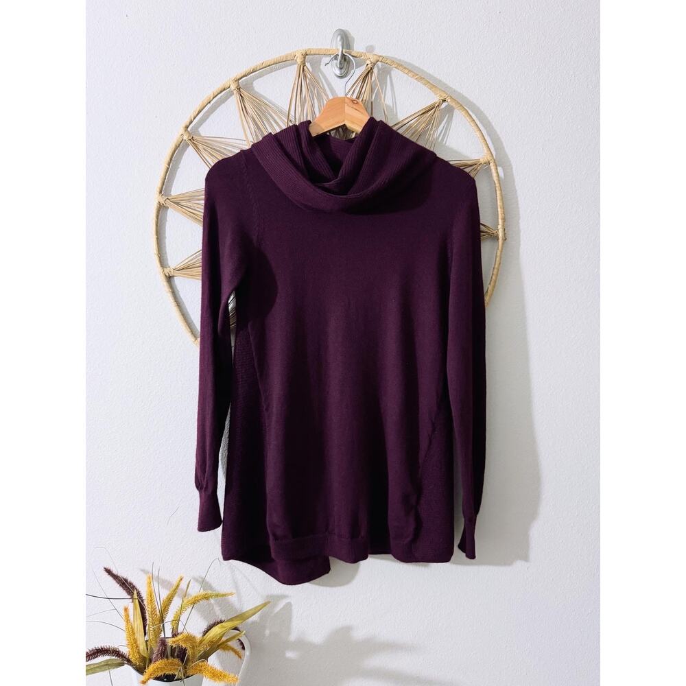 Ellen Tracy 100% Extra Fine Merino Wool Dark Purple Plum Sweater SMALL